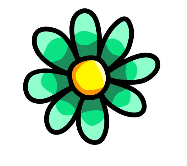 Digital Illustration Cute Green Flower — Stockfoto