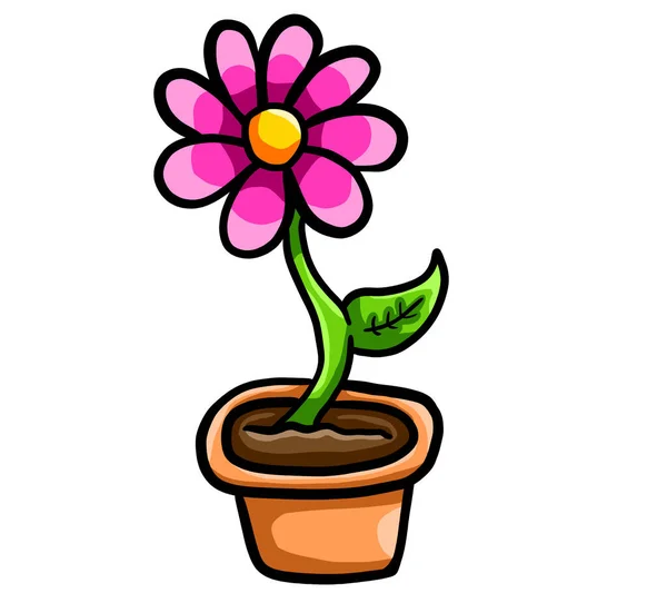 Digital Illustration Pink Flower Pot — ストック写真
