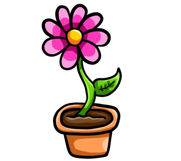 Digital Illustration Pink Flower Pot — Foto Stock