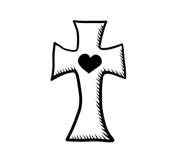 Digital Illustration Christian Cross Doodle — Stockfoto