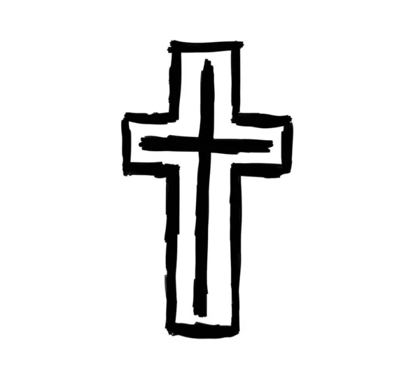 Digital Illustration Christian Cross Doodle — ストック写真