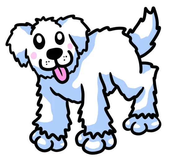 Digital Illustration Happy Fluffy Dog — Stok fotoğraf