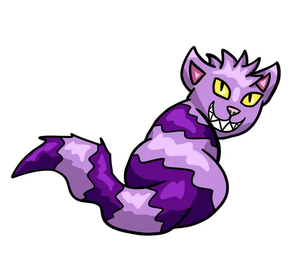 Digital Illustration Purple Cheshire Cat Looking Very Crazy — 스톡 사진