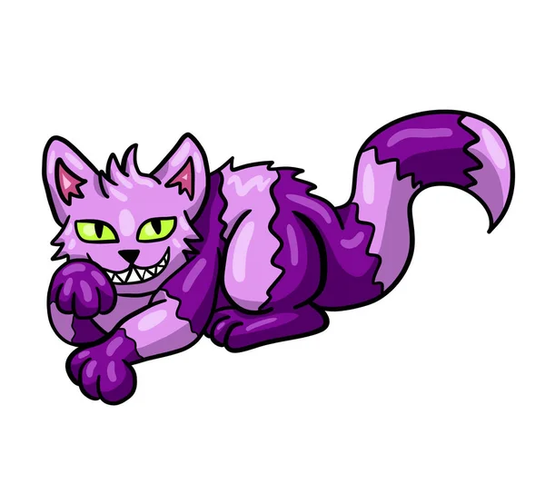 Digital Illustration Purple Cheshire Cat Looking Very Smug — Stock Photo, Image
