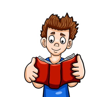 Digital illustration of a boy reading