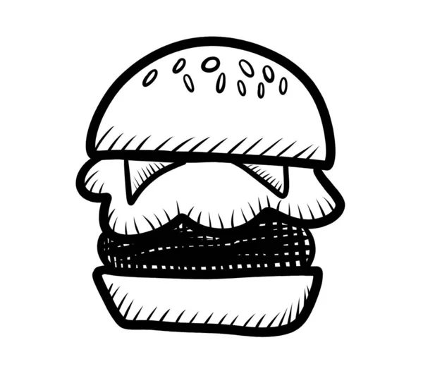 Digital Illustration Cheeseburger Doodle — Stock fotografie