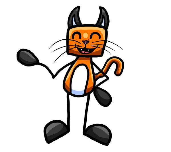 Цифровая Иллюстрация Веселой Оранжевой Кошки — стоковое фото