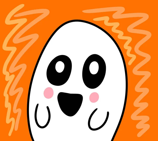 Digital Illustration Happy Halloween Ghost Card — Stock Fotó