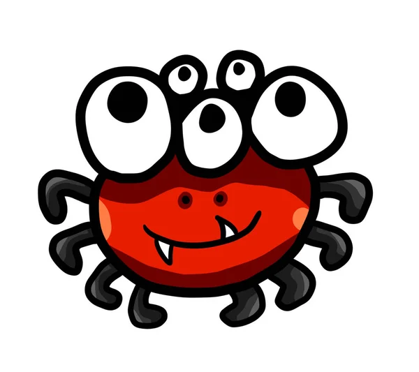 Digital Illustration Adorable Red Spider — Foto de Stock