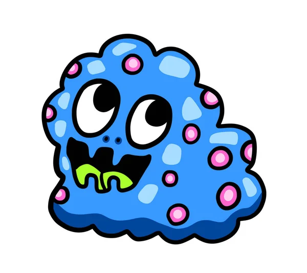 Digital Illustration Adorable Funny Blue Slime Monster — ストック写真