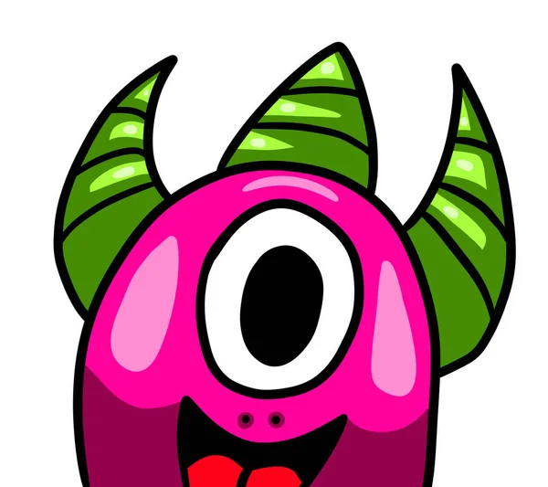 Digital Illustration Adorable Funny One Eyed Pink Monster — Foto Stock