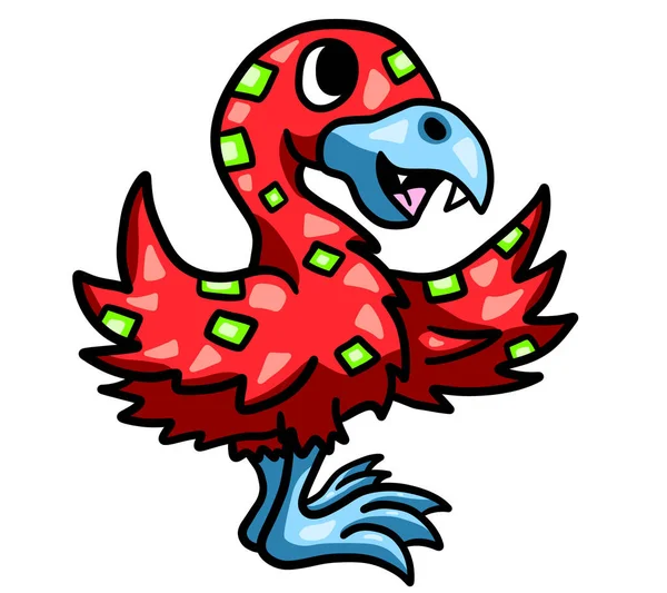 Digital Illustration Adorable Funny Red Bird Monster — Foto de Stock