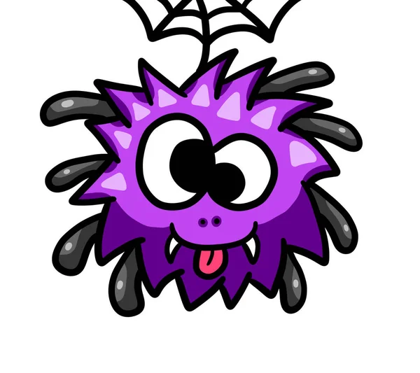 Digital Illustration Adorable Happy Crazy Purple Spider — Zdjęcie stockowe