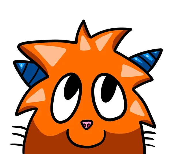 Digital Illustration Adorable Orange Fluffy Cat Monster — ストック写真