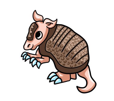Digital illustration of a adorable happy armadillo