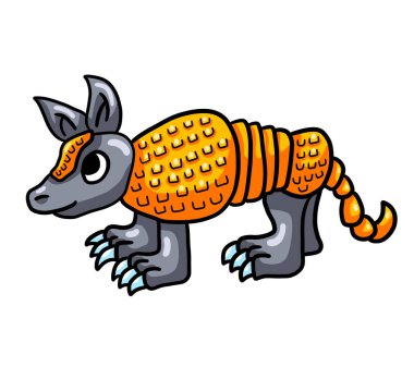 Digital illustration of a adorable happy armadillo
