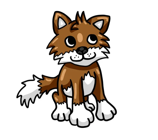 Digital Illustration Adorable Wolf Cub — ストック写真