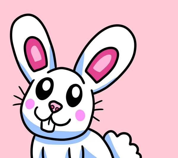 Digital Illustration Adorable Happy Easter Bunny Card — Stok fotoğraf