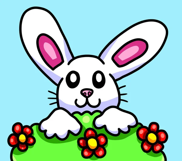 Digital Illustration Adorable Happy Easter Bunny Card — Stok Foto