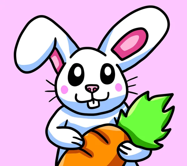 Digital Illustration Adorable Happy Easter Bunny Card — 图库照片