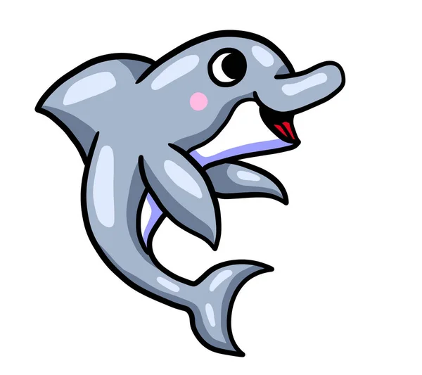 Digital Illustration Adorable Happy Funny Dolphin — Zdjęcie stockowe