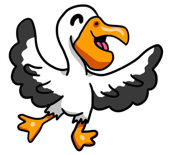Digital Illustration Adorable Happy Pelican — Stok fotoğraf
