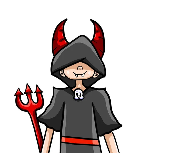 Digital Illustration Adorable Devil Boy — Foto Stock