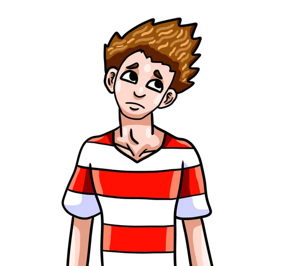 Digital Illustration Cute Sad Young Man — Fotografia de Stock