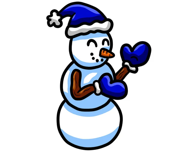 Digital Illustration Happy Snowman — Fotografia de Stock