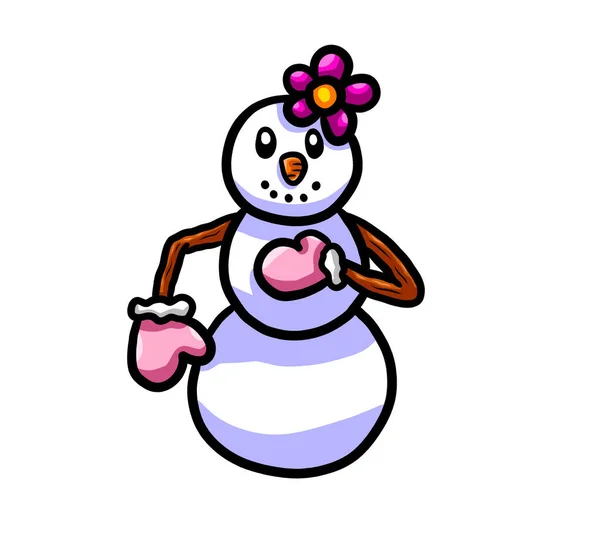 Цифровая Иллюстрация Счастливого Снеговика — стоковое фото