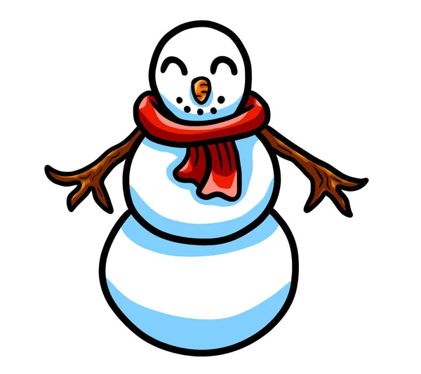 Digital Illustration Happy Snowman — Stok fotoğraf