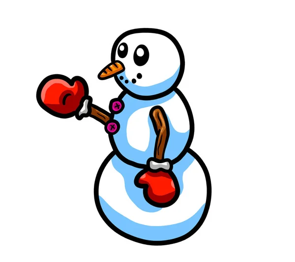 Digital Illustration Happy Waving Snowman — 스톡 사진