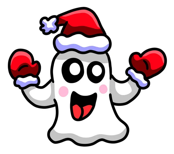 Digital Illustration Adorable Happy Christmas Ghost — Stockfoto
