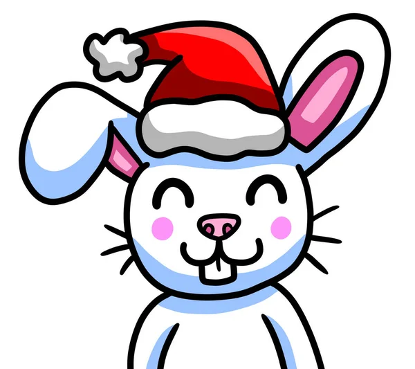 Digital Illustration Adorable Happy Christmas Bunny —  Fotos de Stock