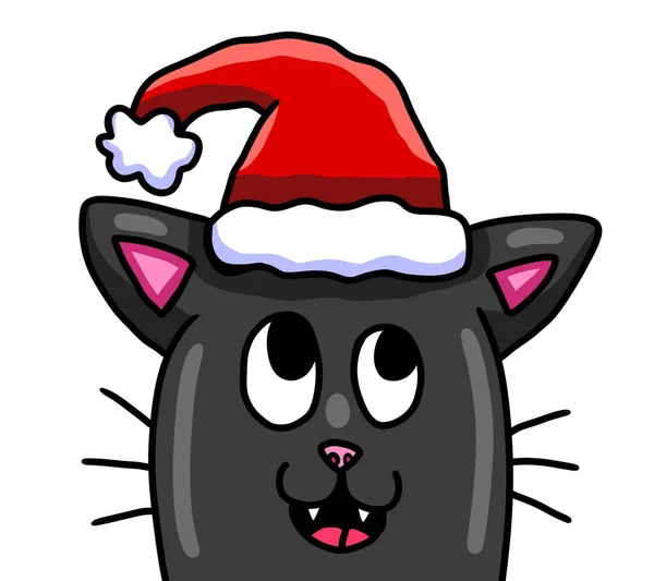 Digital Illustration Adorable Happy Christmas Cat — Photo