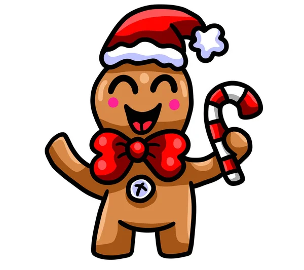 Digital Illustration Adorable Happy Christmas Gingerbread Man — Photo