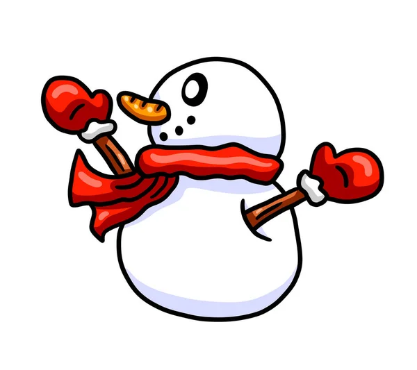 Digital illustration of a adorable happy snowman