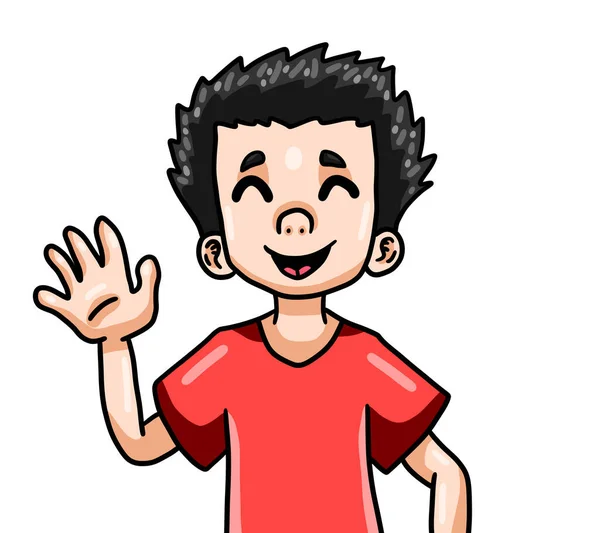 Digital Illustration Adorable Waving Happy Boy — Stock Photo, Image