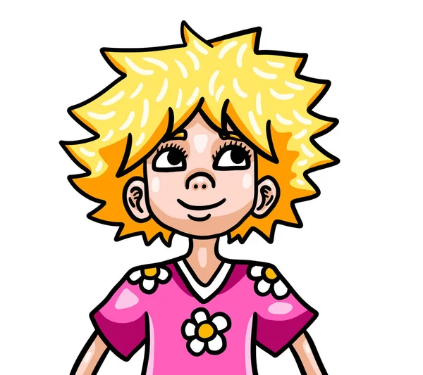 Digital Illustration Adorable Little Blonde Girl — ストック写真