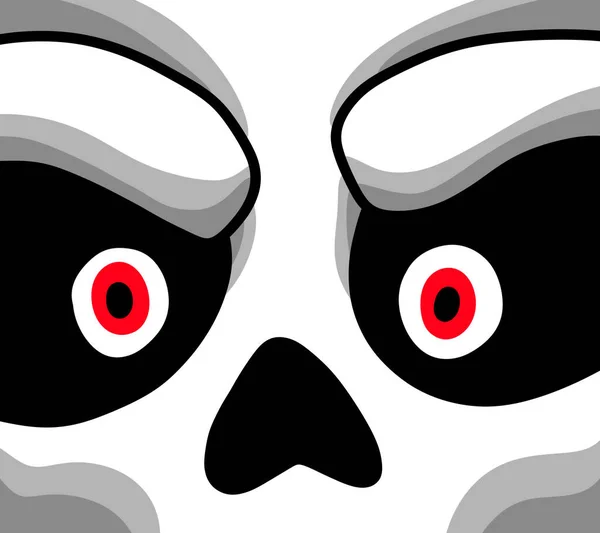 Digital Illustration Creepy Halloween Red Eyed Skull Card —  Fotos de Stock