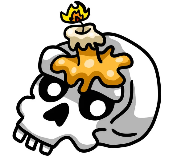 Digital Illustration Creepy Halloween Skull Melting Candle — Stock Photo, Image