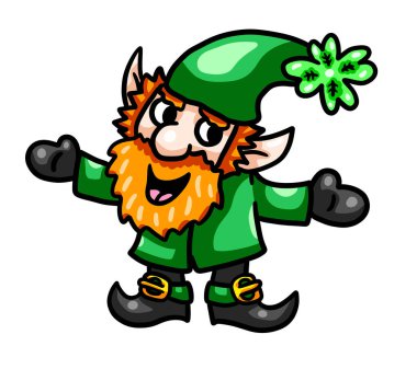 Digital illustration of a adorable happy Leprechaun