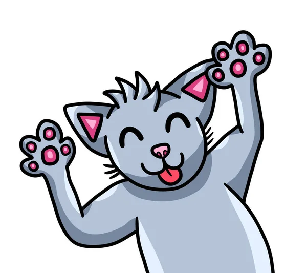 Digital Illustration Adorable Happy Cat — Stok Foto