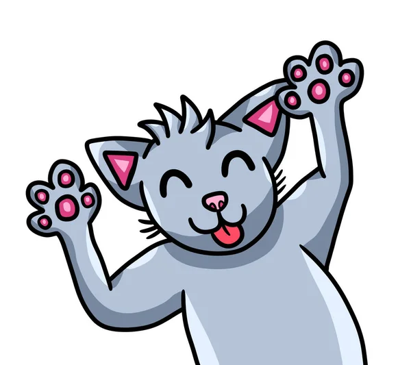 Digital Illustration Adorable Happy Cat — 图库照片