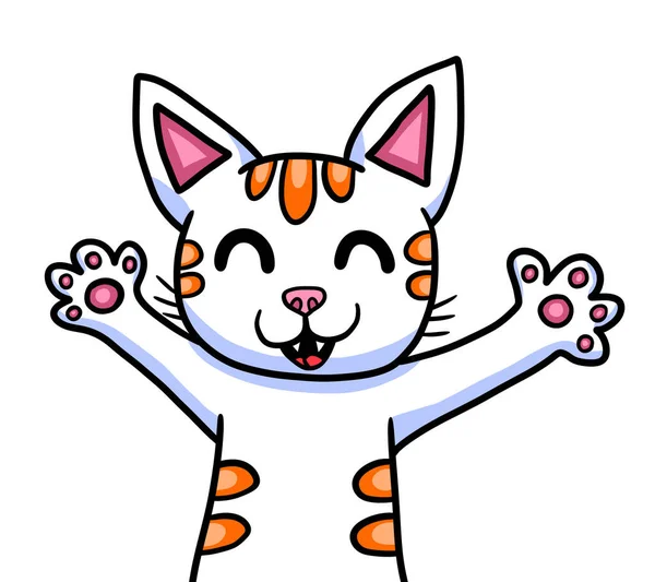 Digital Illustration Adorable Happy Cat — Stok fotoğraf