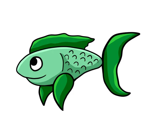 Digital Illustration Adorable Happy Green Fish — 图库照片