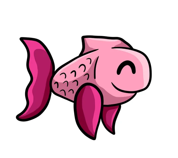 Digital Illustration Adorable Happy Pink Fish — Foto Stock