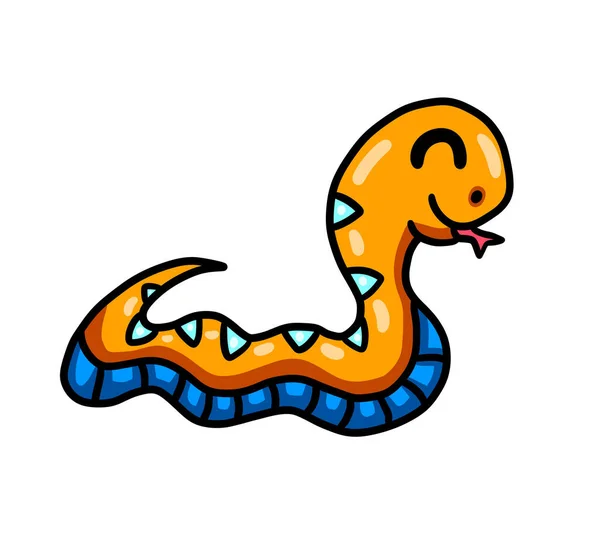 Digital Illustration Adorable Happy Snake — 스톡 사진