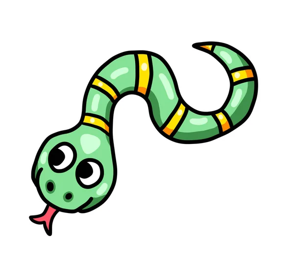 Цифровая Иллюстрация Очаровательной Счастливой Змеи — стоковое фото