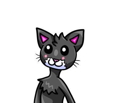 Digital illustration of a funny grey cat